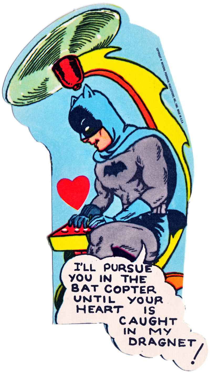 Illustration for article titled 1960s Batman Valentine’s Day Cards Are Weirdly Awesome